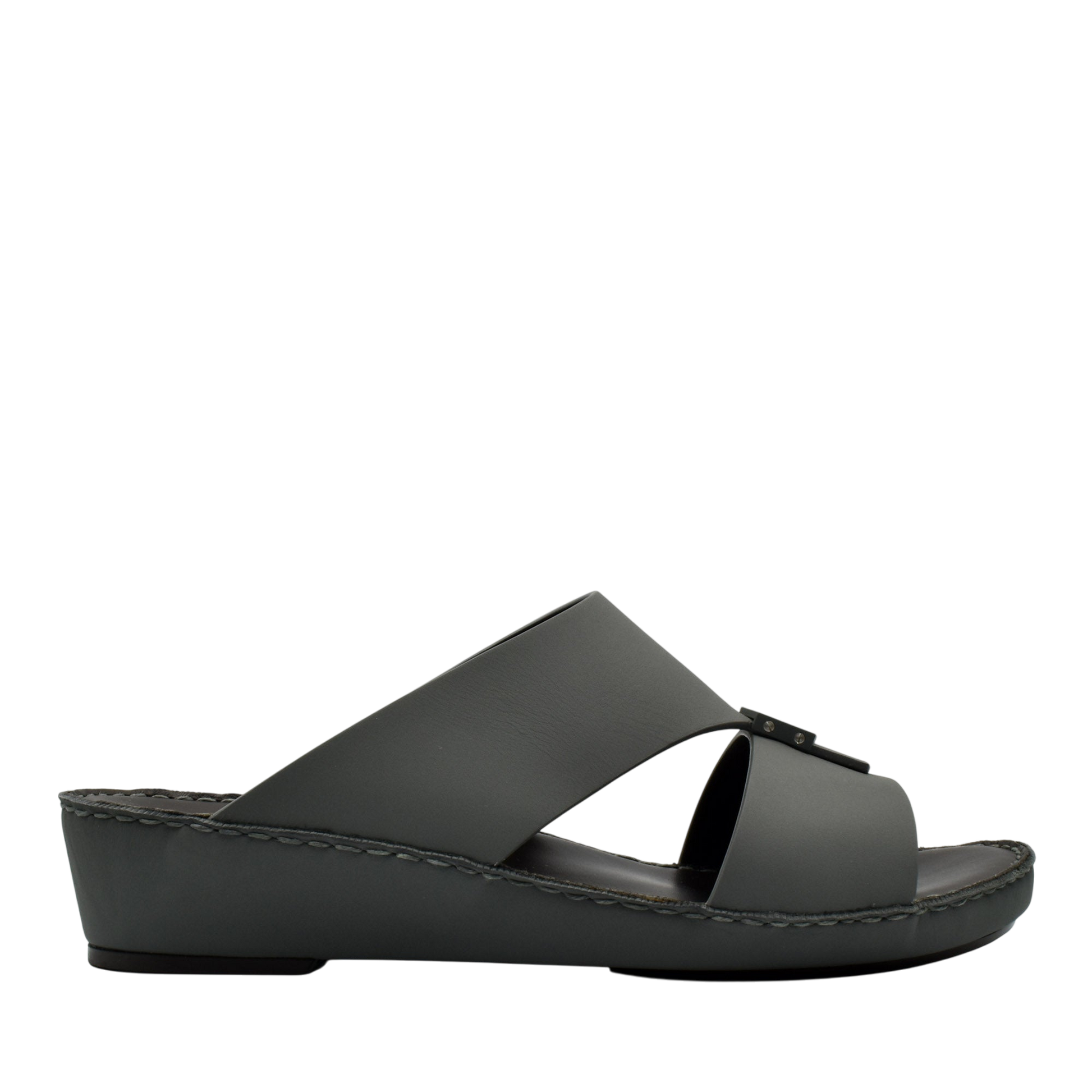 Black Esagono Gomato shoes slip-on sandals with a low wedge heel and wide crossover straps