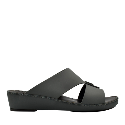 Black Esagono Gomato shoes slip-on sandals with a low wedge heel and wide crossover straps