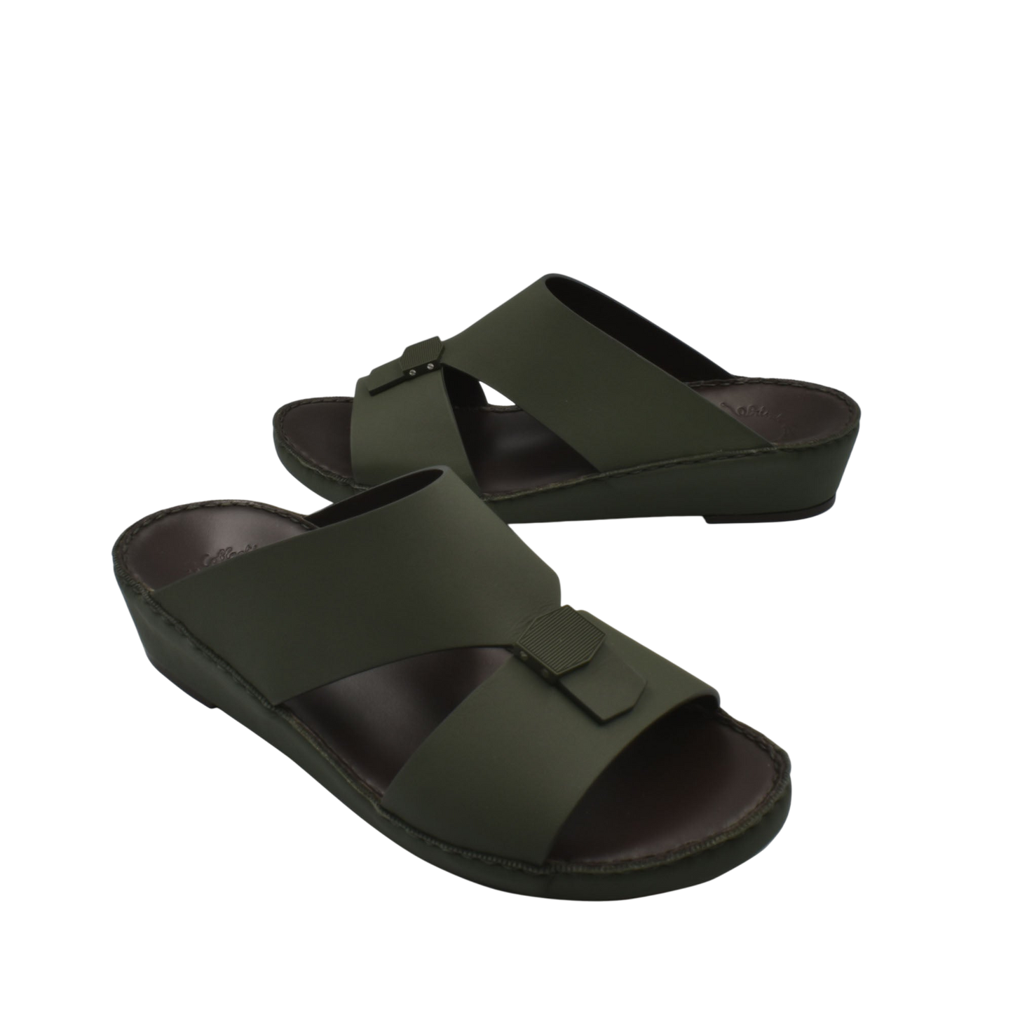 Private Collection dark green Esagono Gomato shoes with open toe and adjustable straps