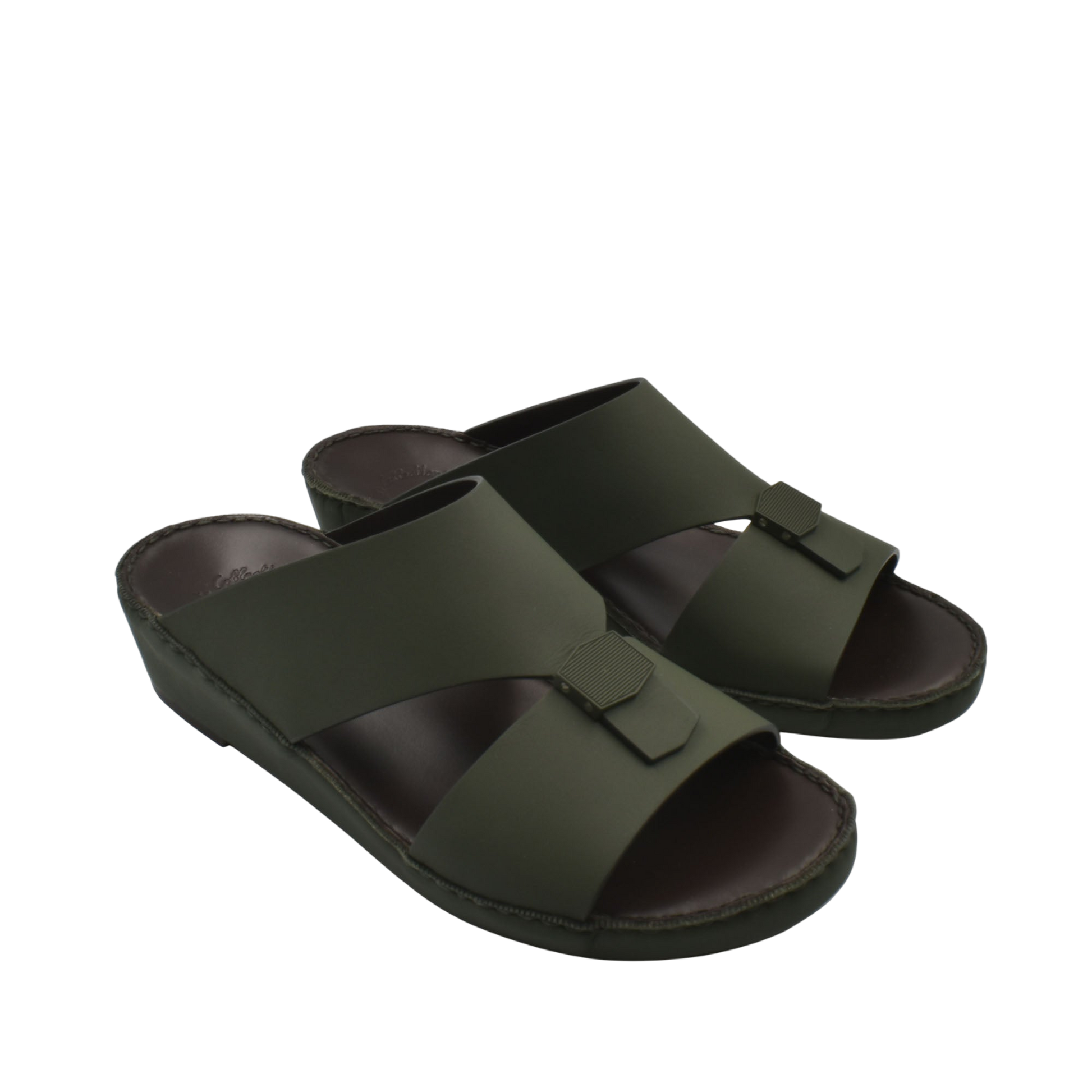 Private Collection green open-toe Esagono Gomato shoes with wide straps and low wedge heel