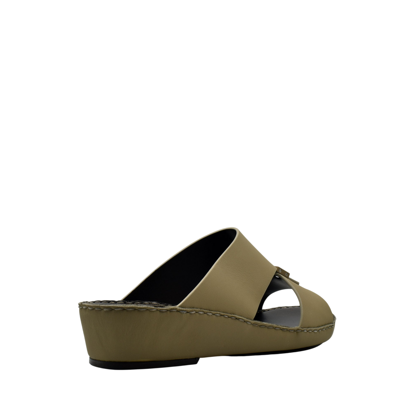 Olive green Esagono Gomato shoes with wedge sole and open-toe design by Private Collection