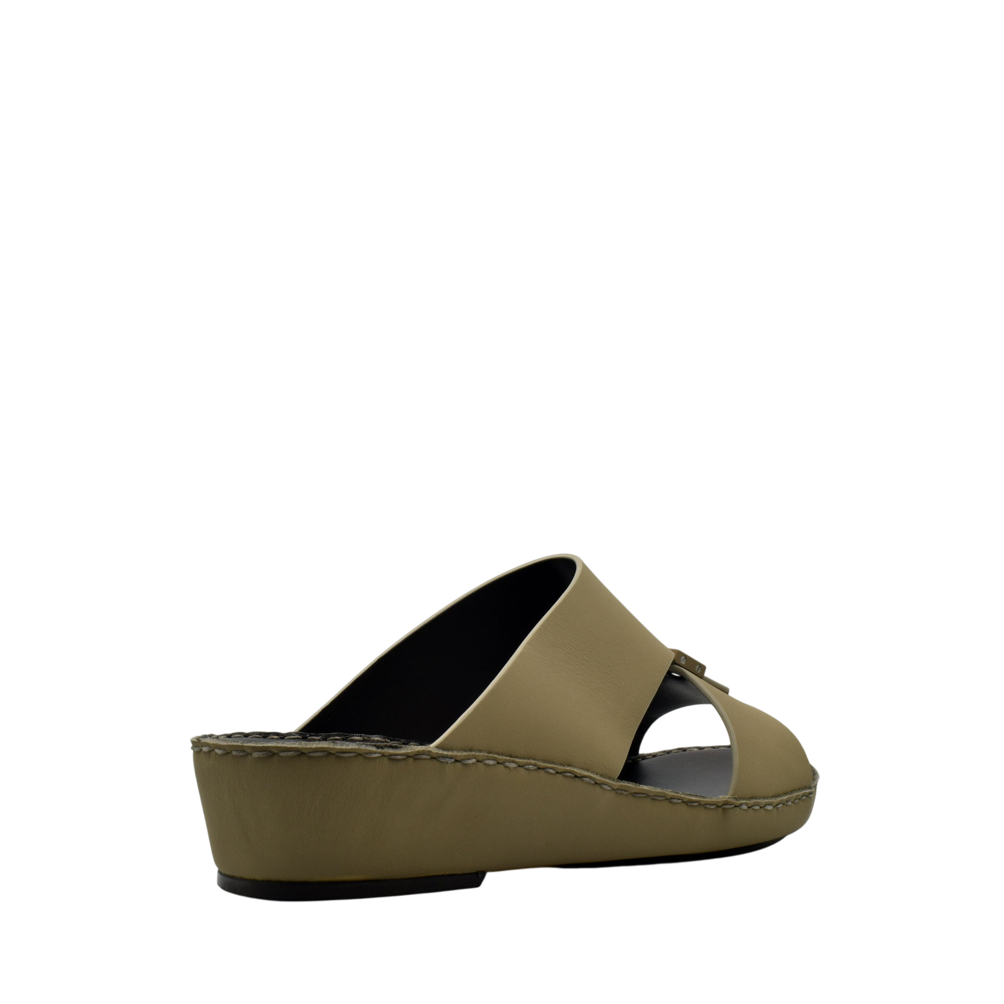 Olive green Esagono Gomato shoes with wedge sole and open-toe design by Private Collection