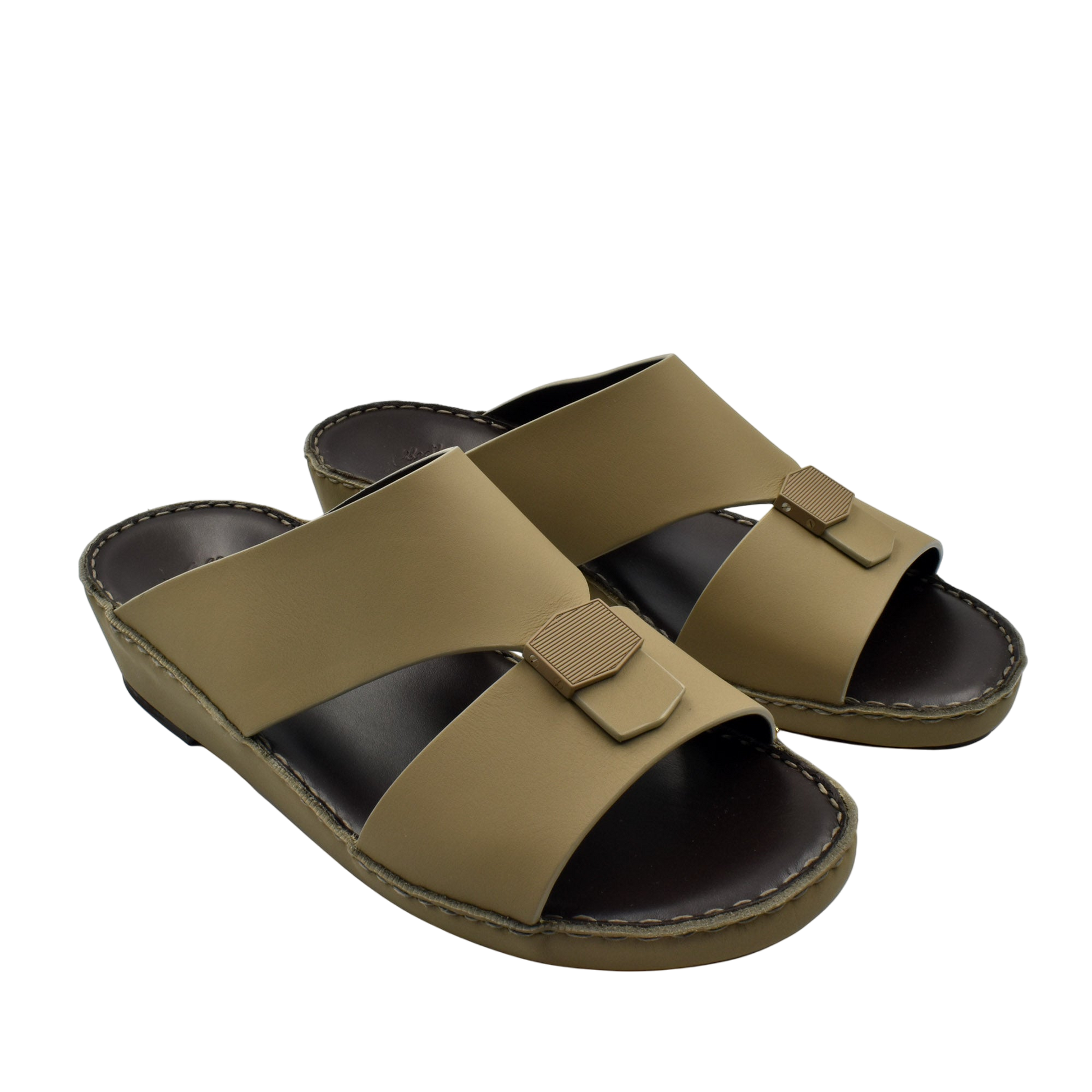 Private Collection Esagono Gomato shoes in tan slip-on sandal style with cushioned footbed