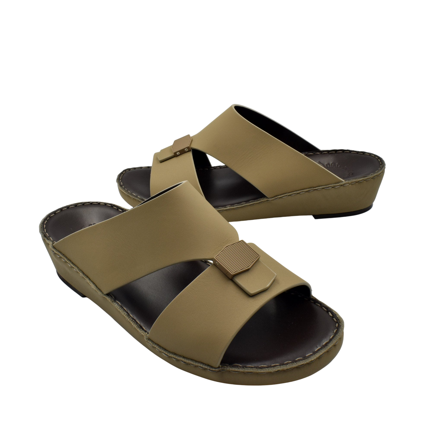 Private Collection Esagono Gomato shoes beige slip-on sandals with cushioned sole and decorative buckle