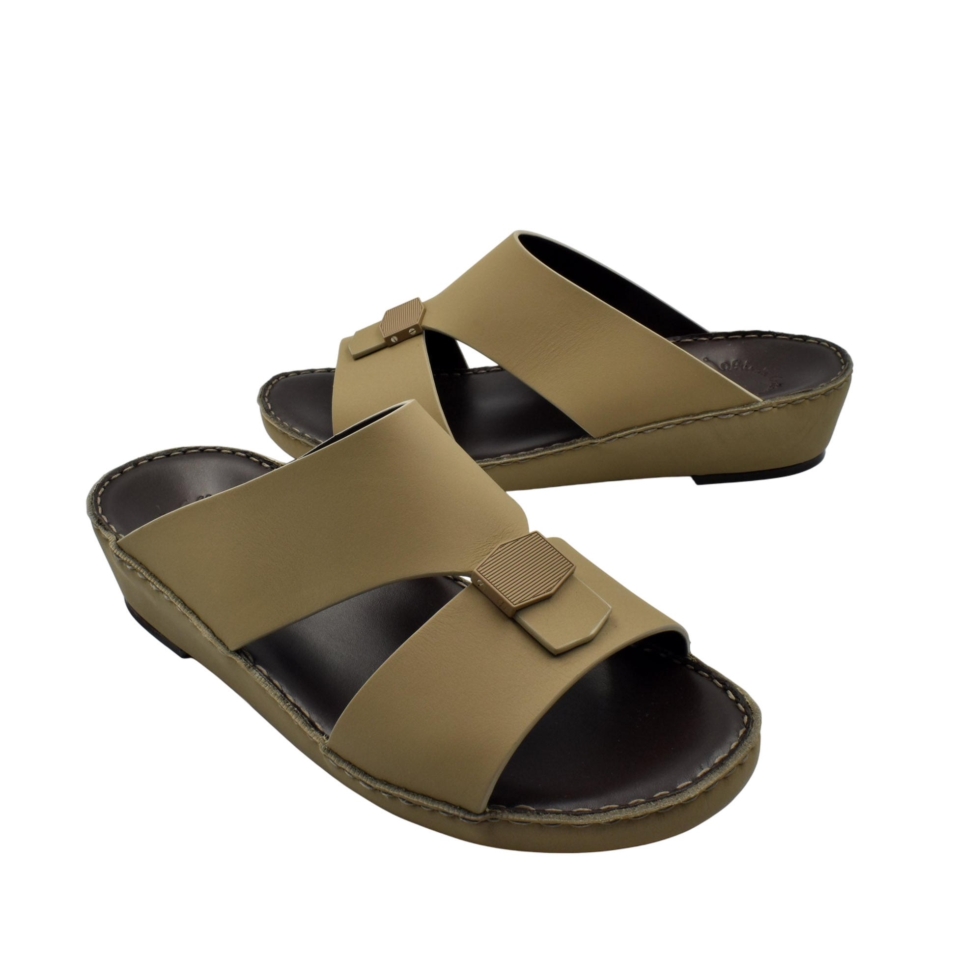 Private Collection Esagono Gomato shoes beige slip-on sandals with cushioned sole and decorative buckle