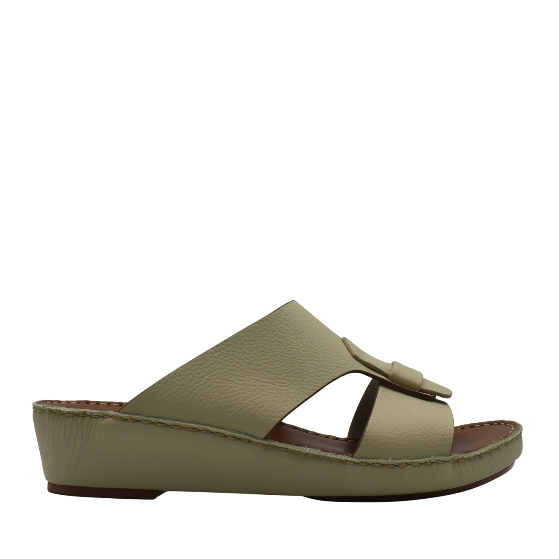 Private Collection Fissare Granulato sandals in beige leather with wedge sole and open toe design