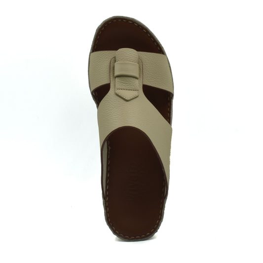 Beige Fissare Granulato sandals with stitched brown sole and textured leather upper