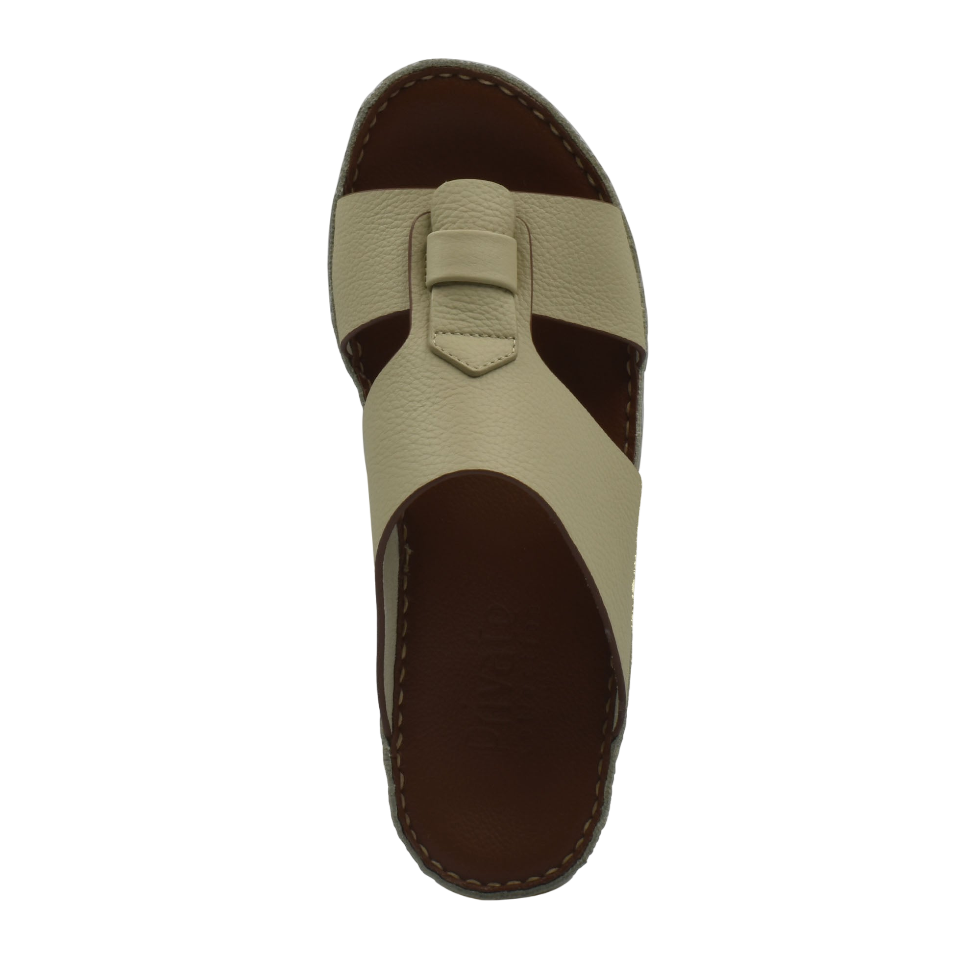Beige Fissare Granulato sandals with stitched brown sole and textured leather upper