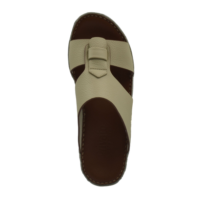 Beige Fissare Granulato sandals with stitched brown sole and textured leather upper