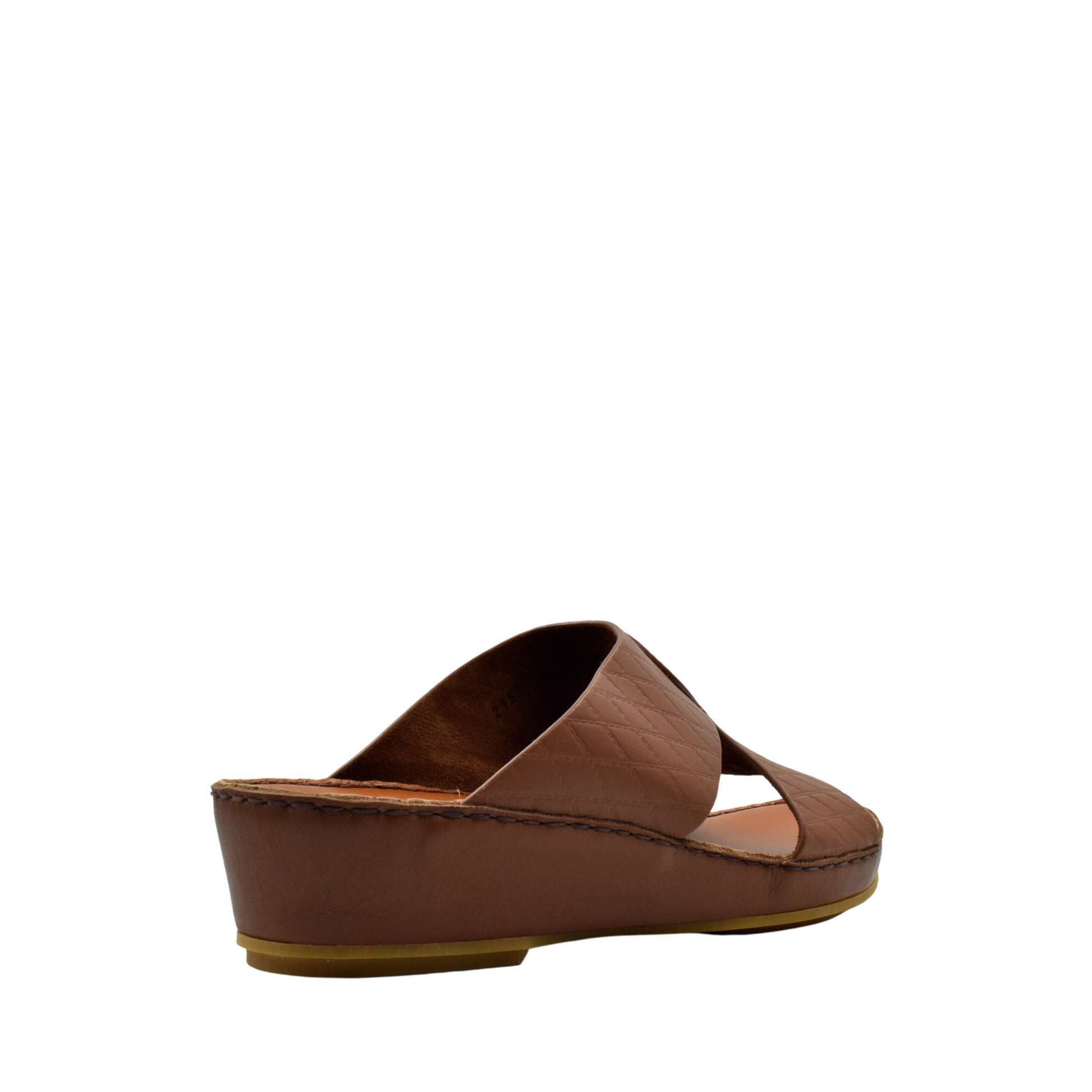 Brown leather handcrafted Italian sandals with wedge sole from Private Collection