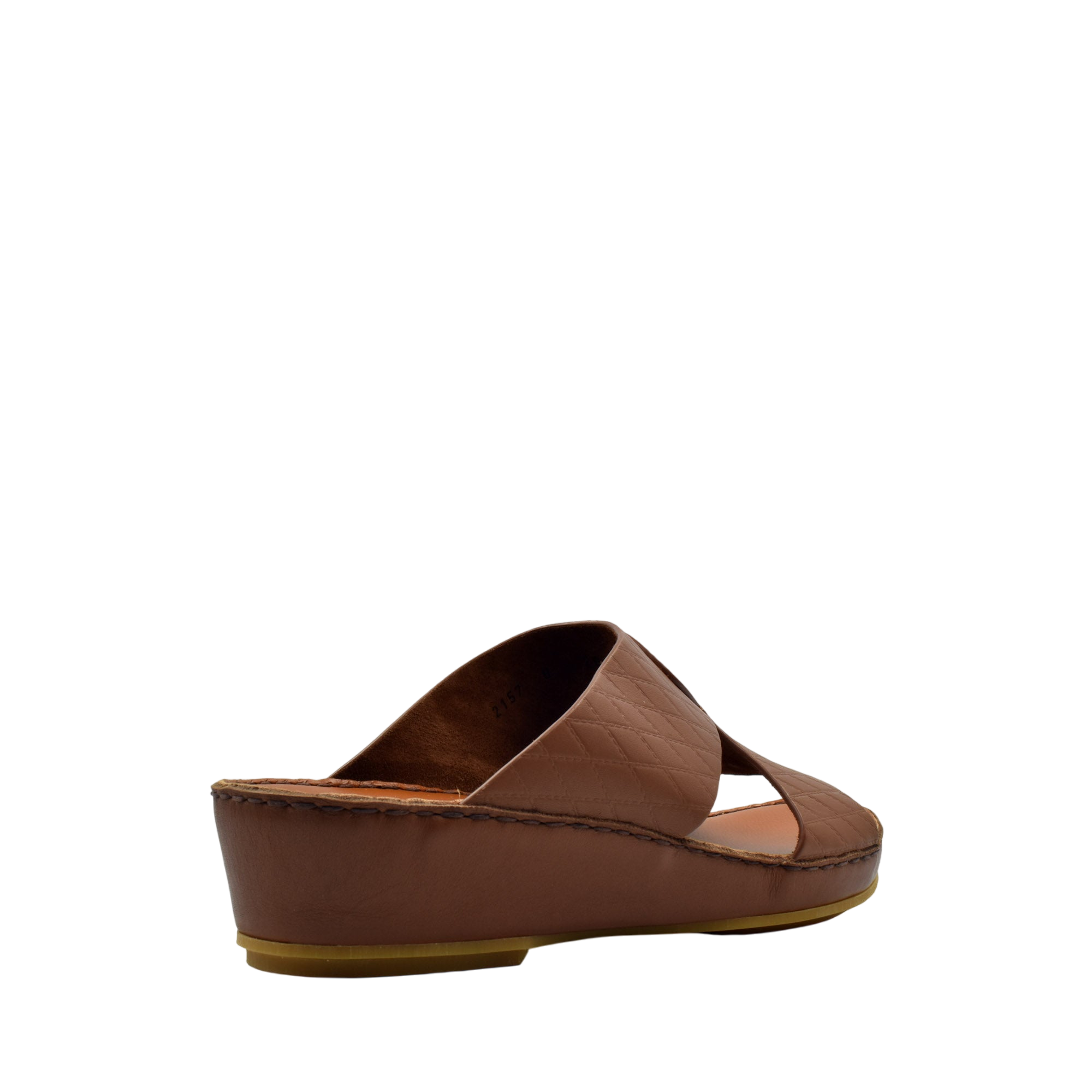 Brown leather handcrafted Italian sandals with wedge sole from Private Collection