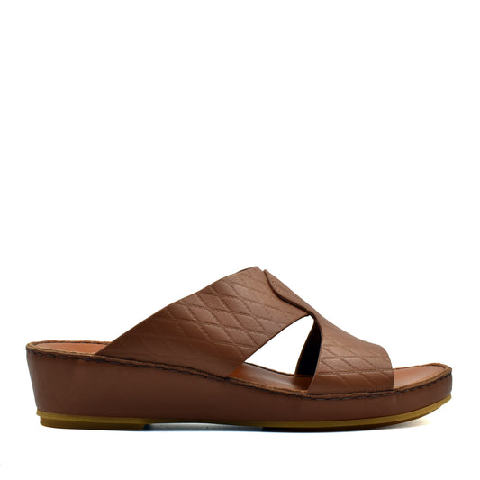 Brown handcrafted Italian sandals with quilted leather upper and wedge sole from Private Collection