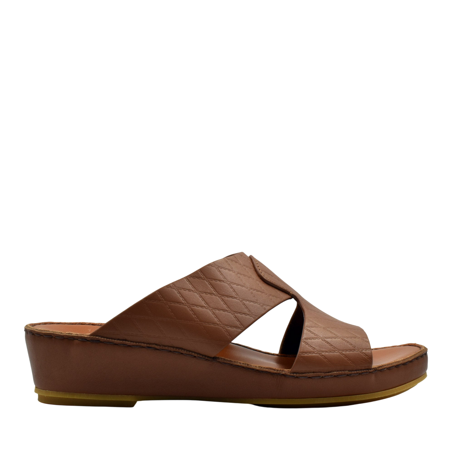 Brown handcrafted Italian sandals with quilted leather upper and wedge sole from Private Collection