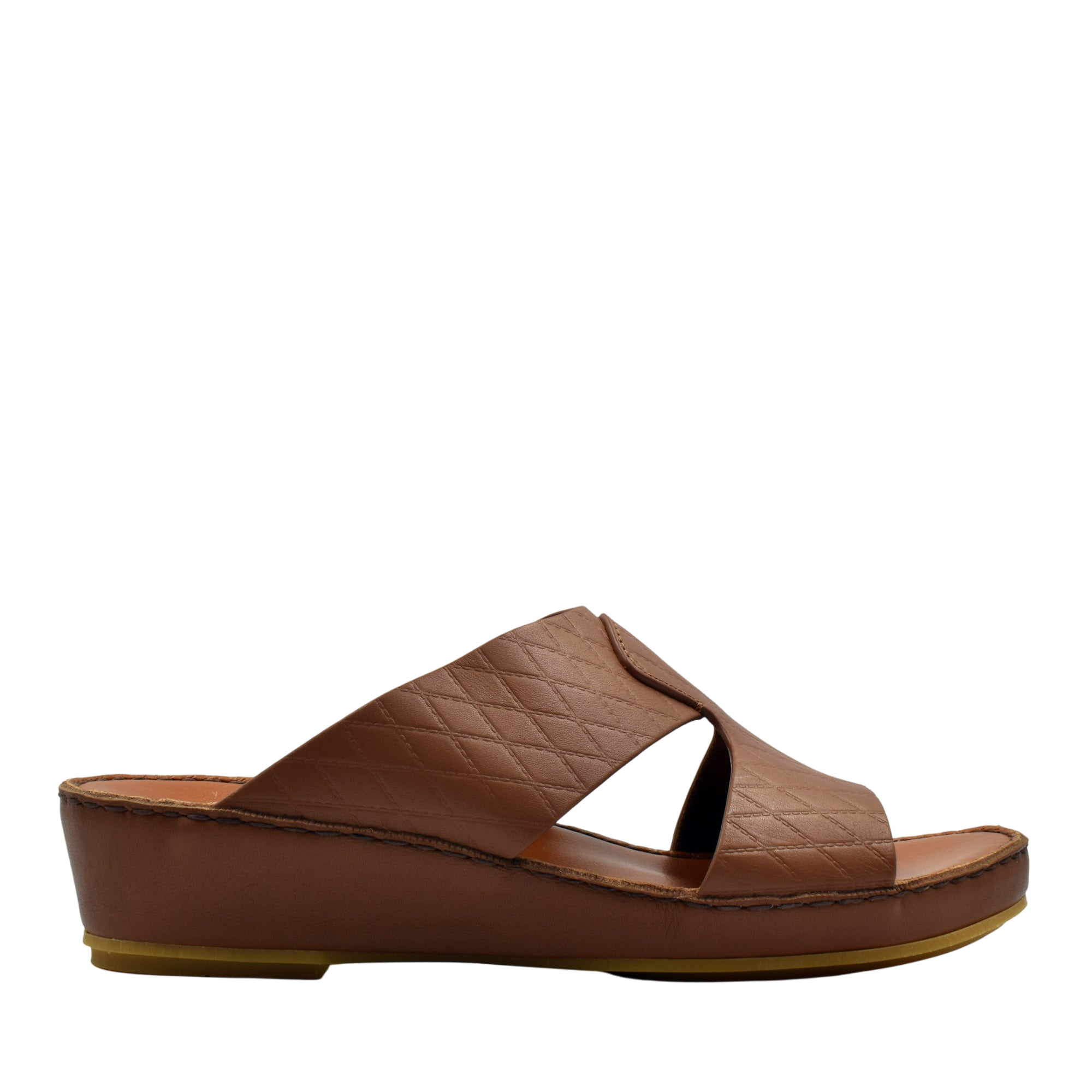 Brown handcrafted Italian sandals with quilted leather upper and wedge sole from Private Collection