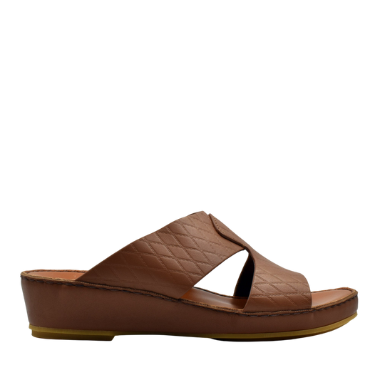 Brown handcrafted Italian sandals with quilted leather upper and wedge sole from Private Collection