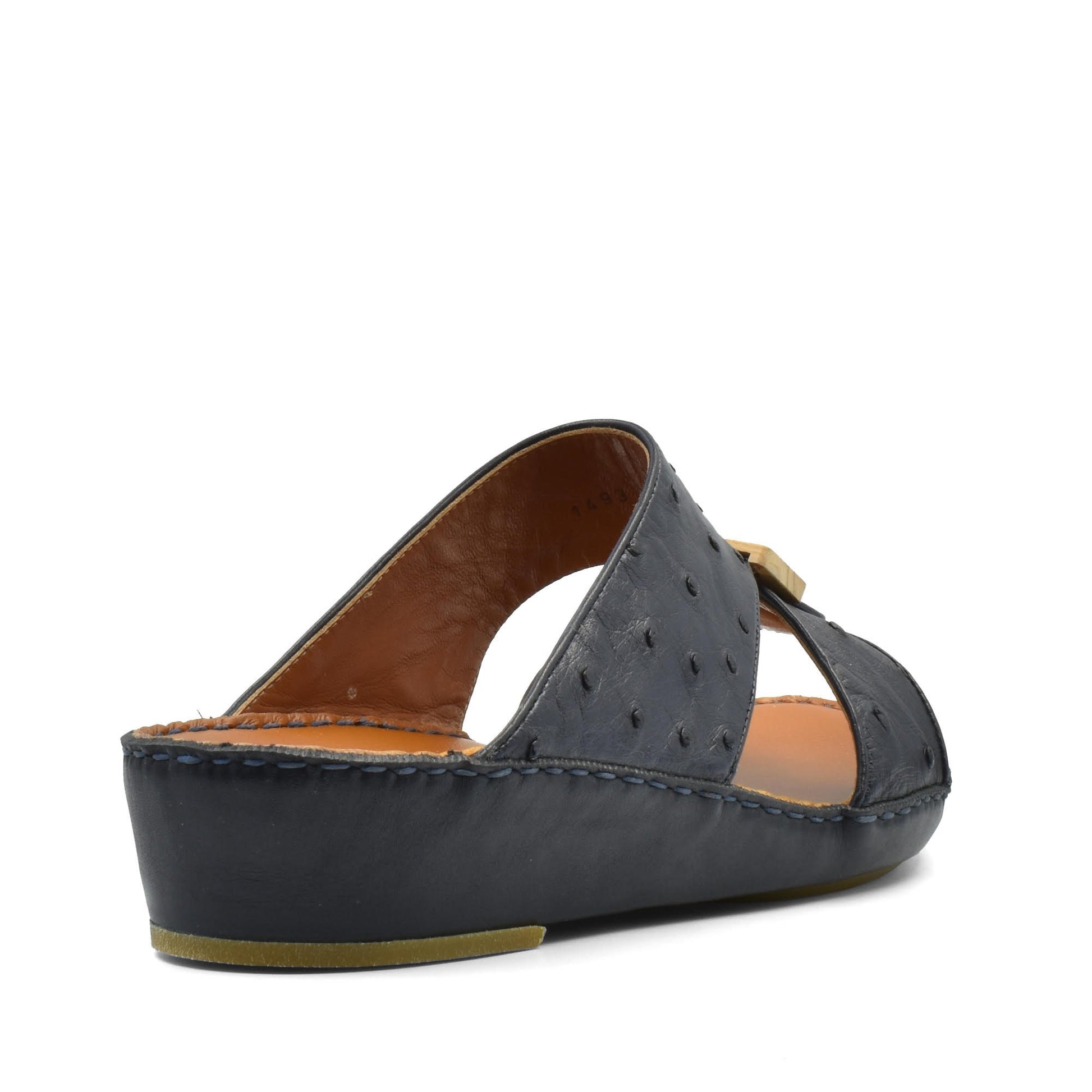 Handcrafted olive sandals wide strap slip-on with textured leather and cushioned sole