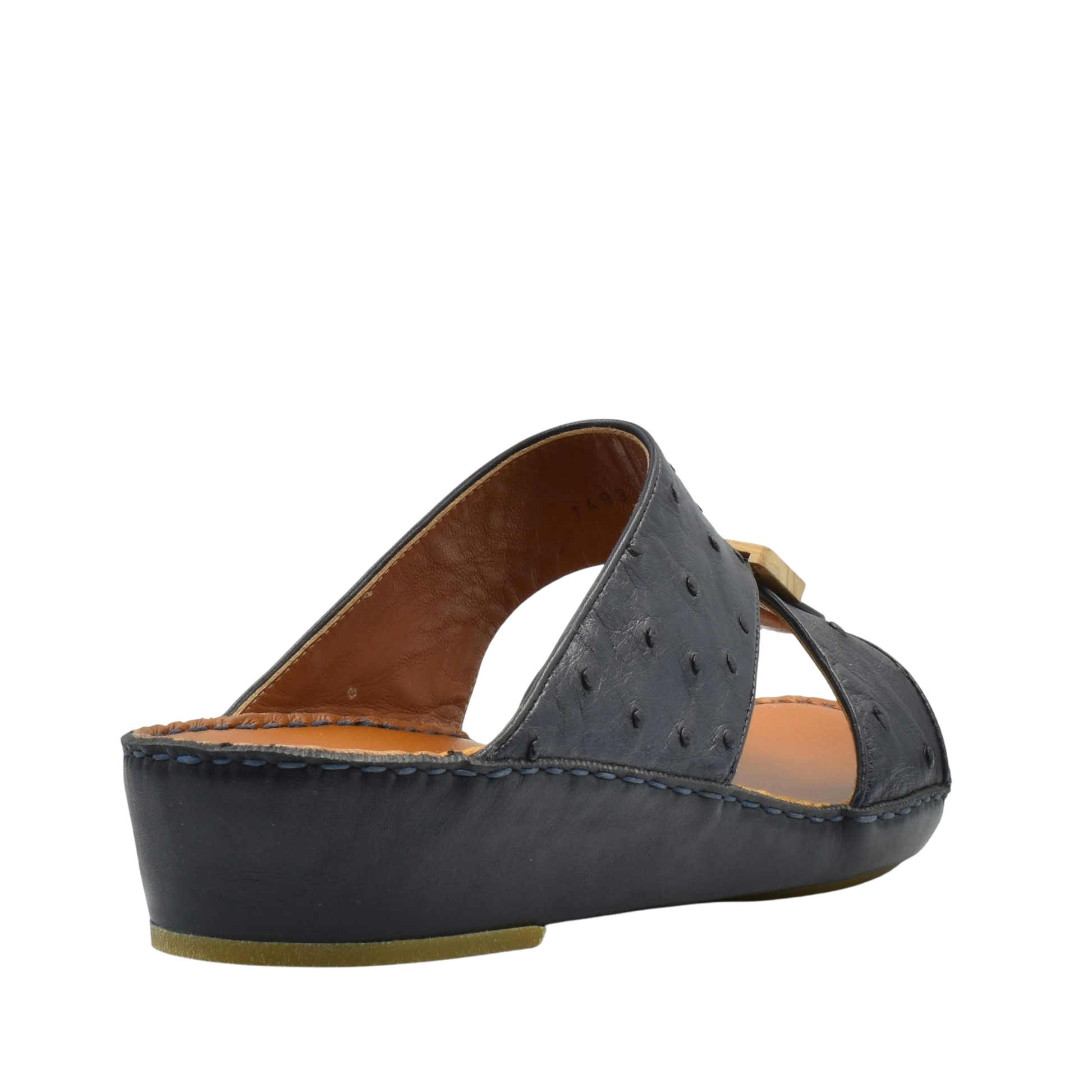 Handcrafted olive sandals wide strap slip-on with textured leather and cushioned sole