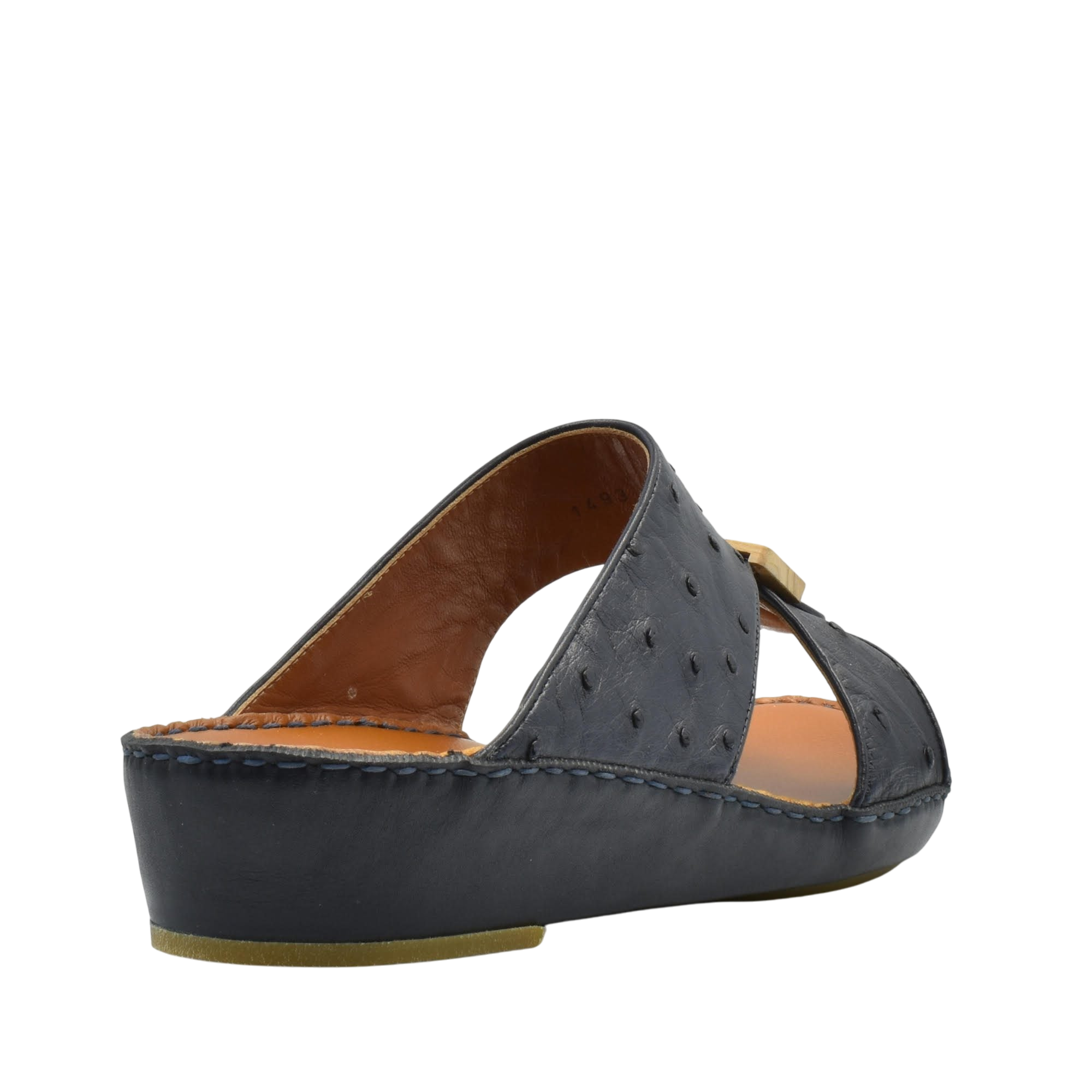 Handcrafted olive sandals wide strap slip-on with textured leather and cushioned sole