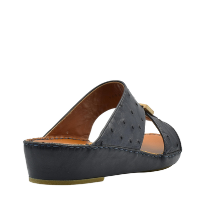 Handcrafted olive sandals wide strap slip-on with textured leather and cushioned sole