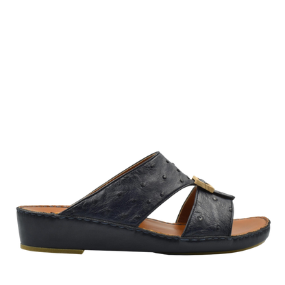 Black handcrafted olive sandals with open toe and cushioned sole for comfortable wear