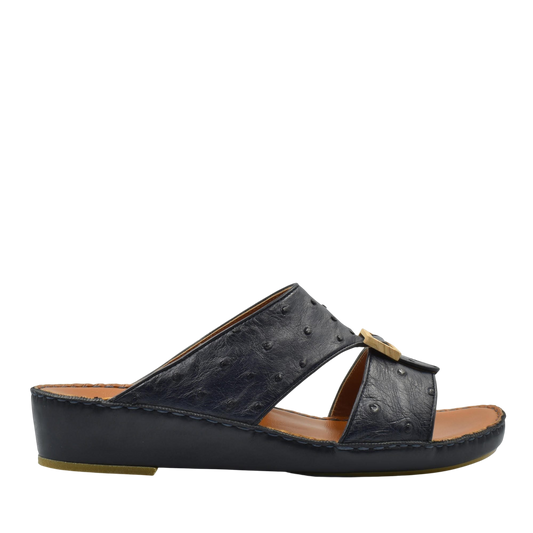 Black handcrafted olive sandals with open toe and cushioned sole for comfortable wear