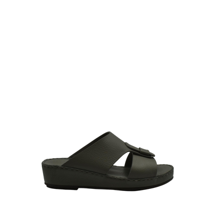 Black slip-on high-quality kids sandals with adjustable straps and cushioned sole from Private Collection