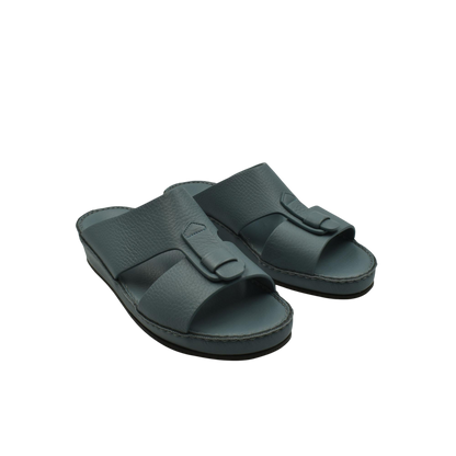 Pair of high-quality kids sandals in dark gray with adjustable straps and cushioned soles