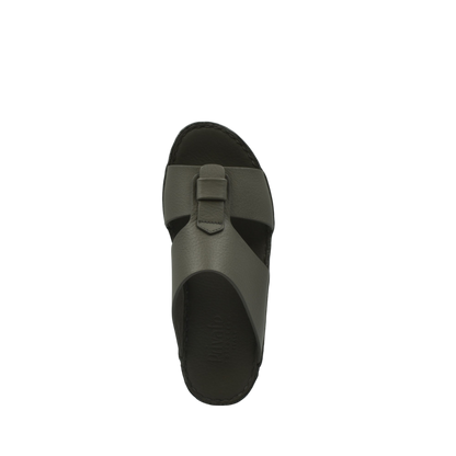 Top view of high-quality kids sandals in dark gray with adjustable strap and cushioned sole