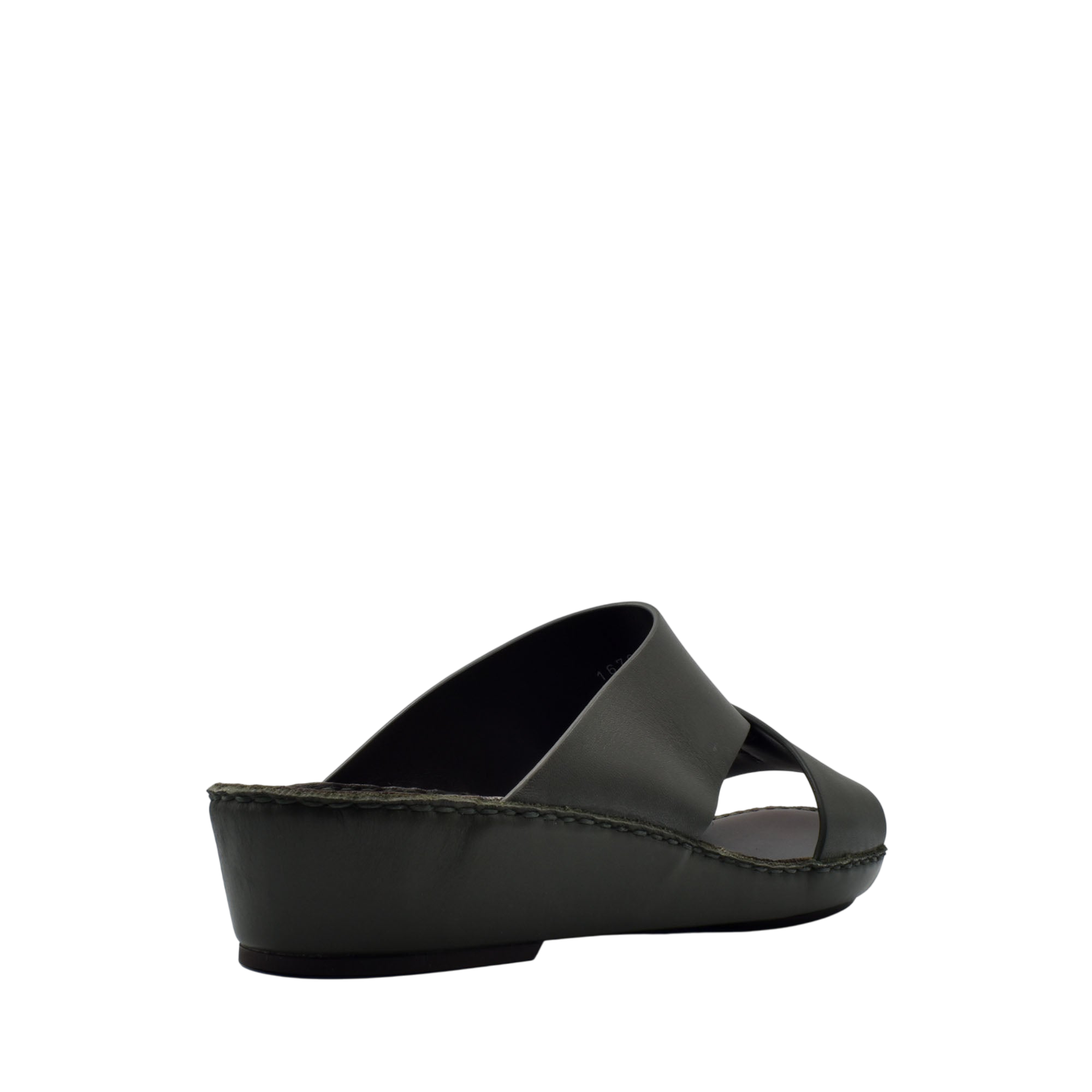 Black Italian nappa sandals with wedge sole and crisscross leather straps from private collection