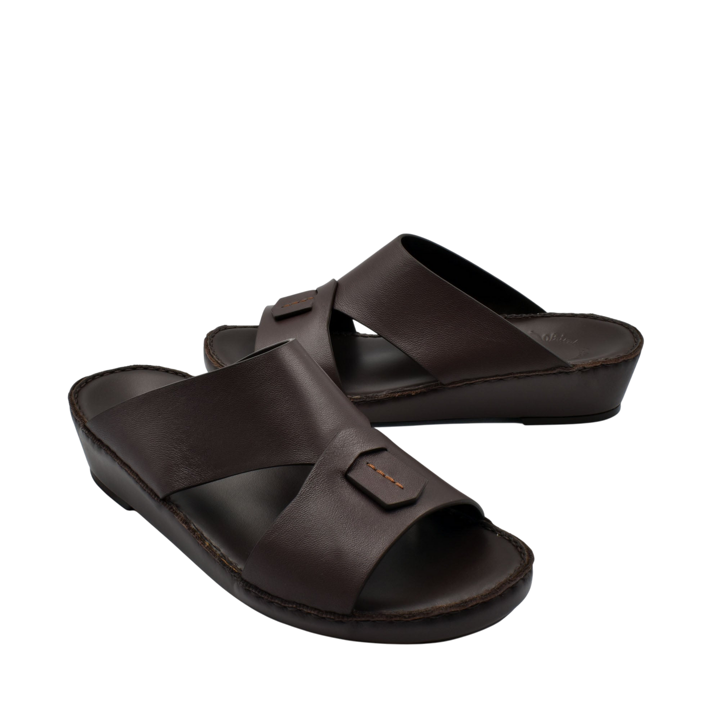 Brown leather Italian nappa sandals with cross straps and cushioned sole from Private Collection