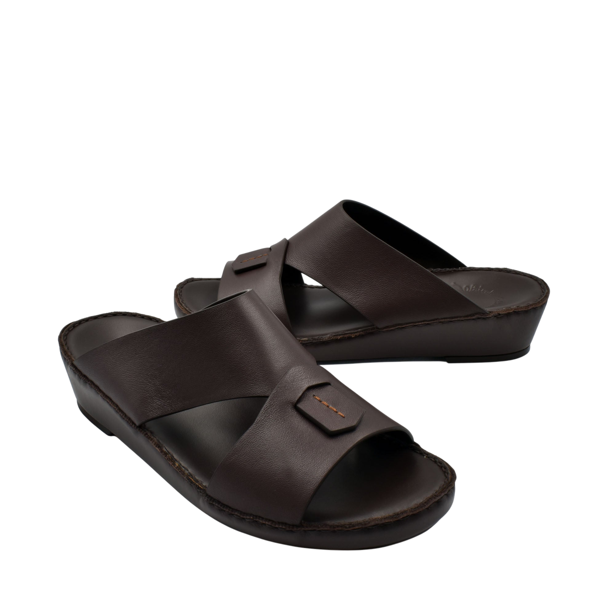 Brown leather Italian nappa sandals with cross straps and cushioned sole from Private Collection
