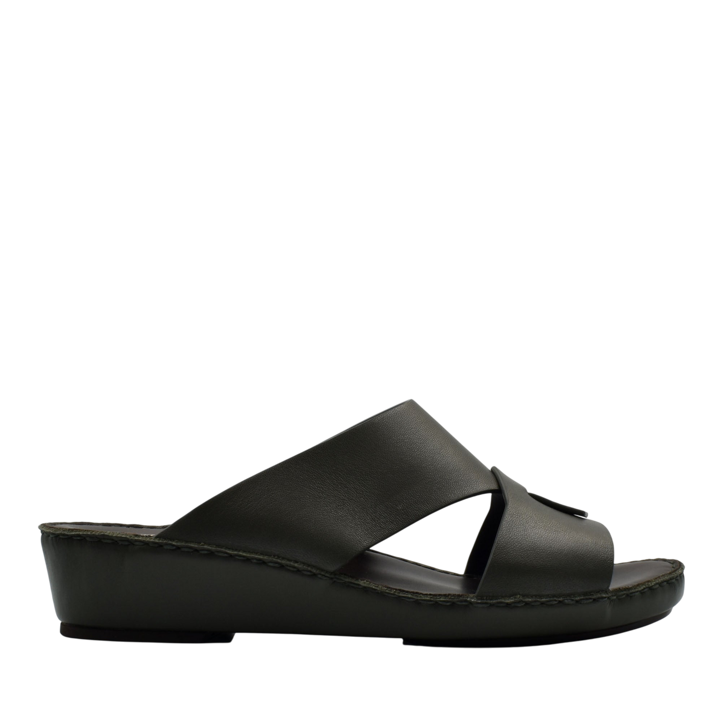 Black Italian nappa sandals with cushioned sole and wide leather straps for comfort