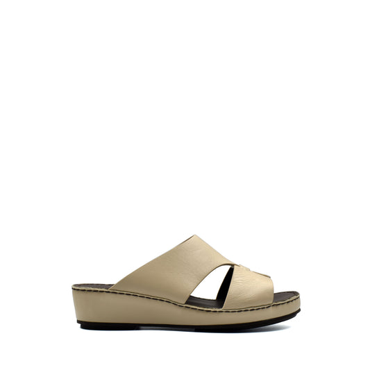 Beige kids leather sandals with cushioned sole and open toe design from Private collection
