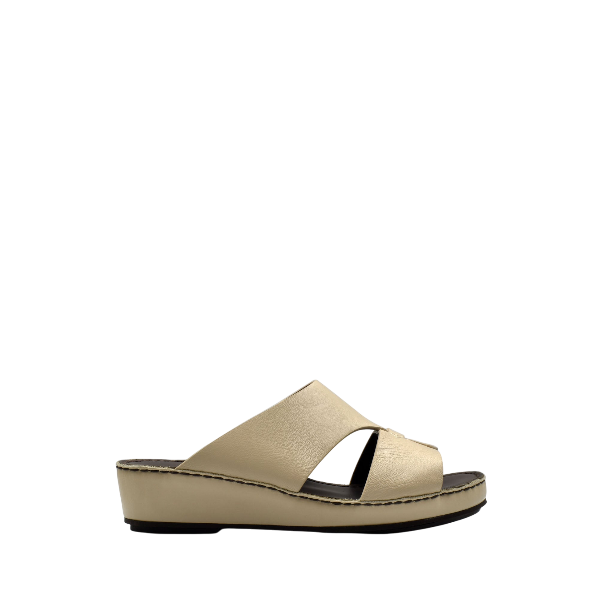 Beige kids leather sandals with cushioned sole and open toe design from Private collection