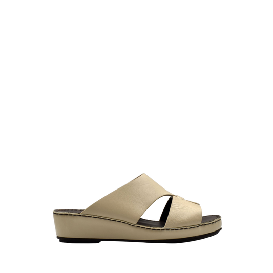 Beige kids leather sandals with cushioned sole and open toe design from Private collection