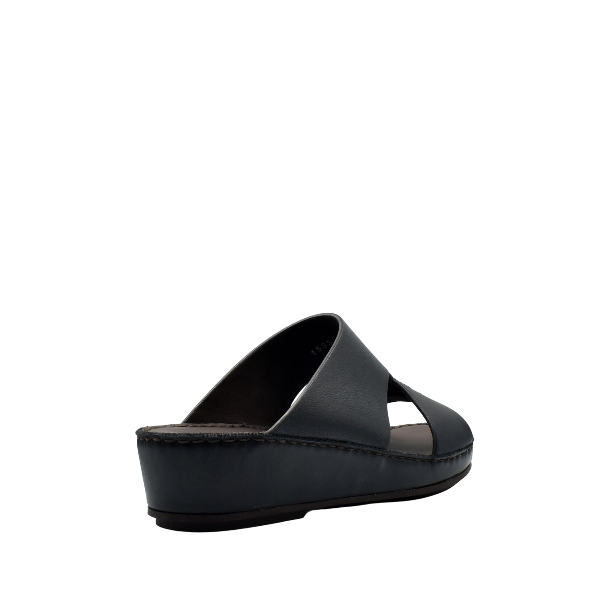 Black kids leather sandals slip-on with cushioned sole and open toe design
