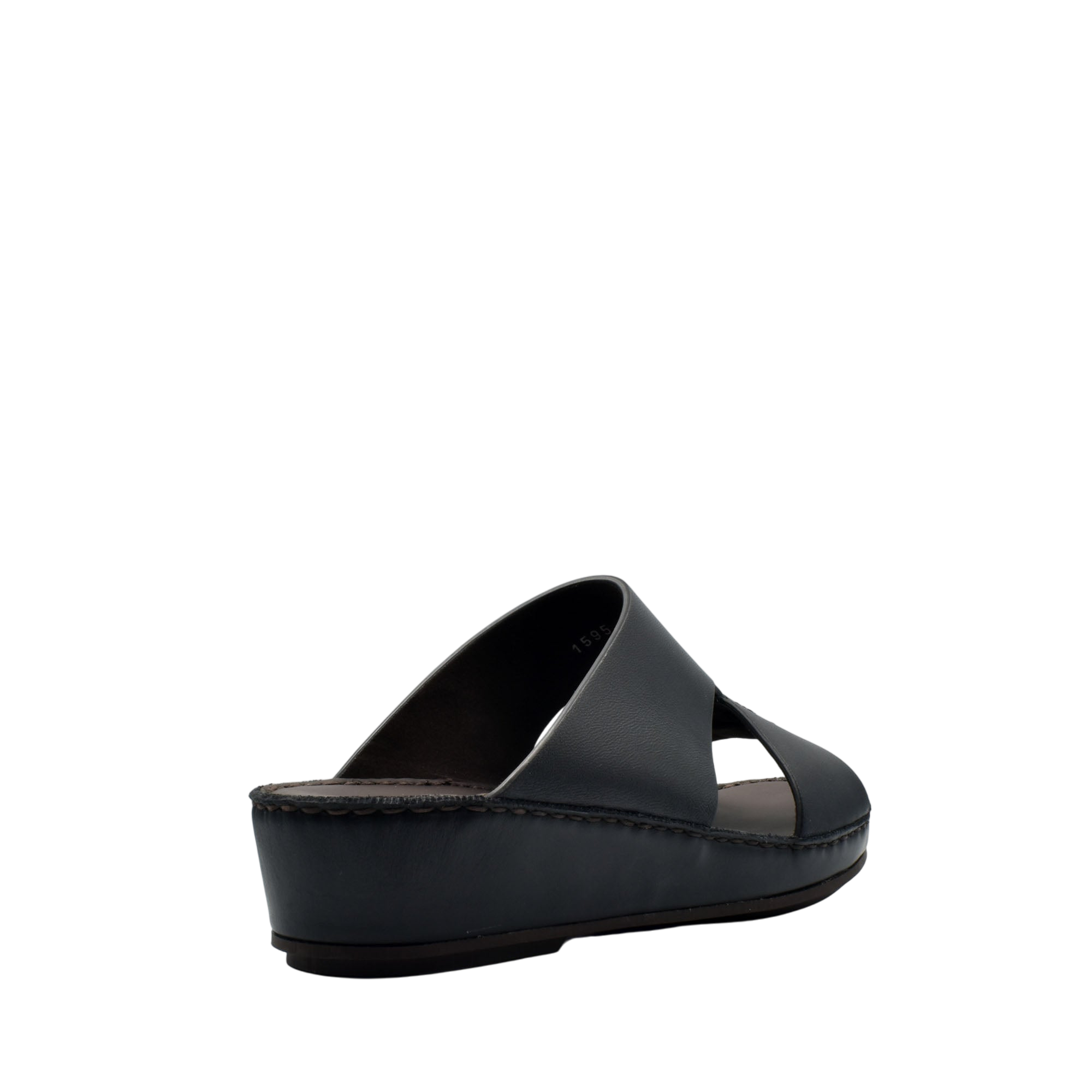 Black kids leather sandals slip-on with cushioned sole and open toe design