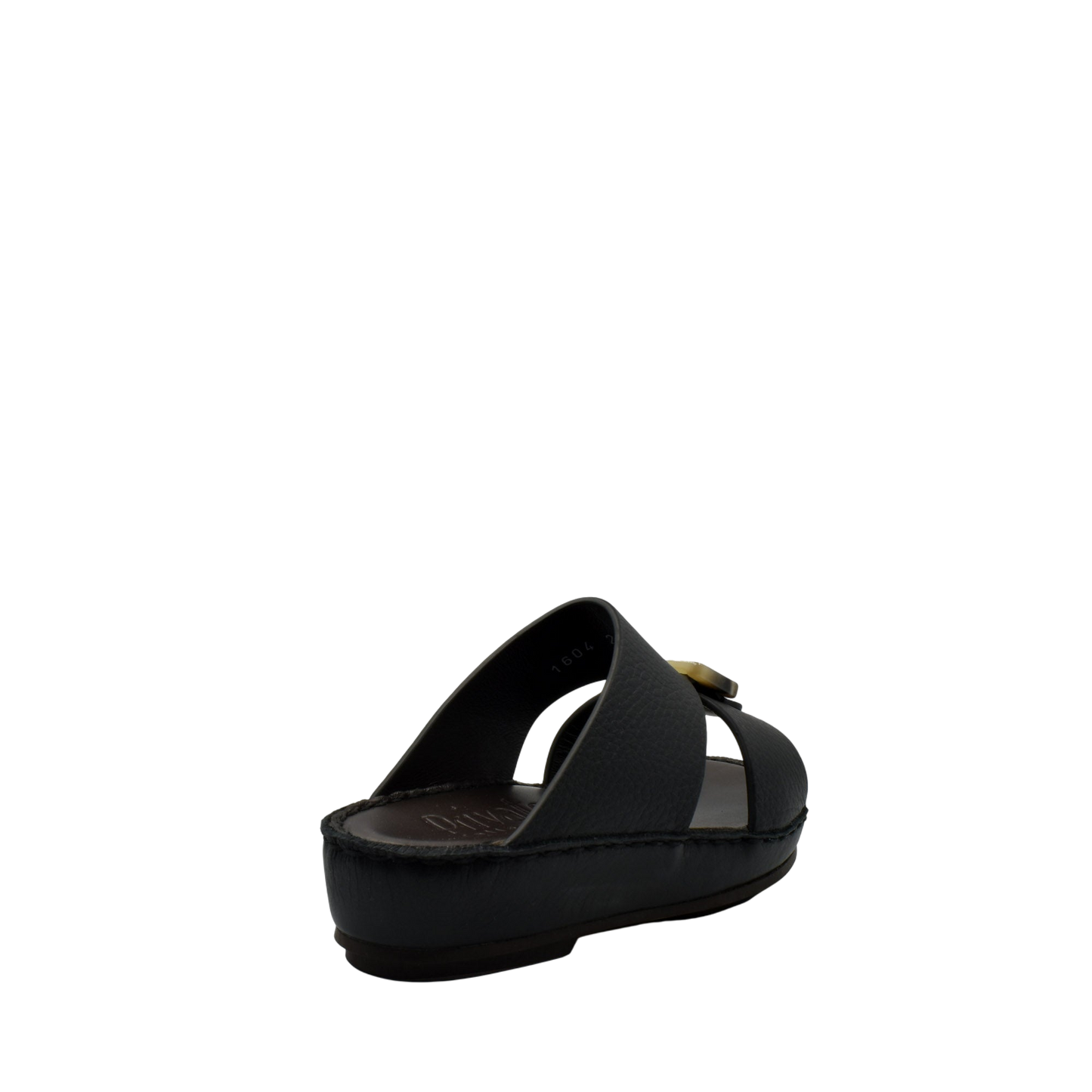 Black kids leather sandals with adjustable strap and cushioned sole from Private Collection