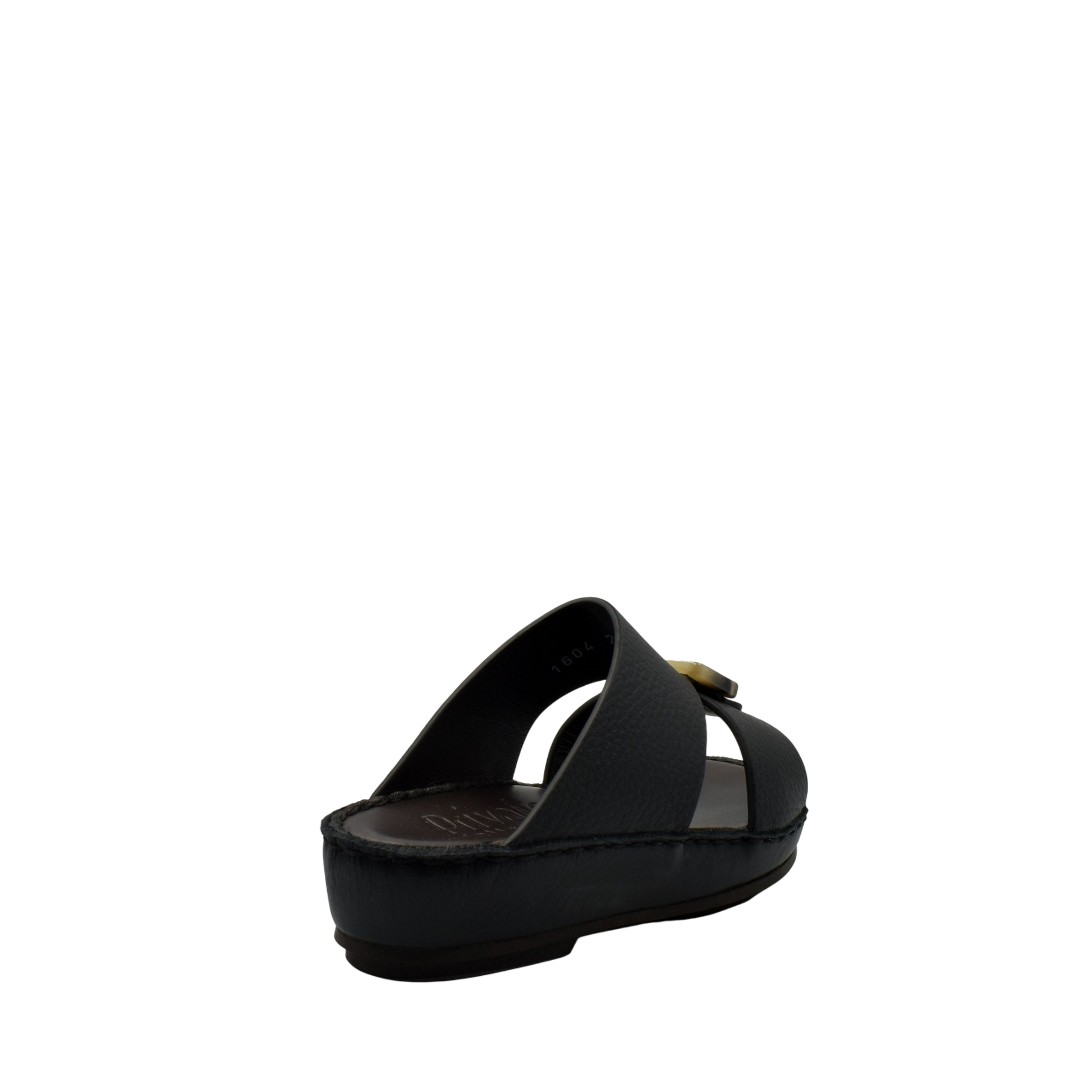 Black kids leather sandals with adjustable strap and cushioned sole from Private Collection