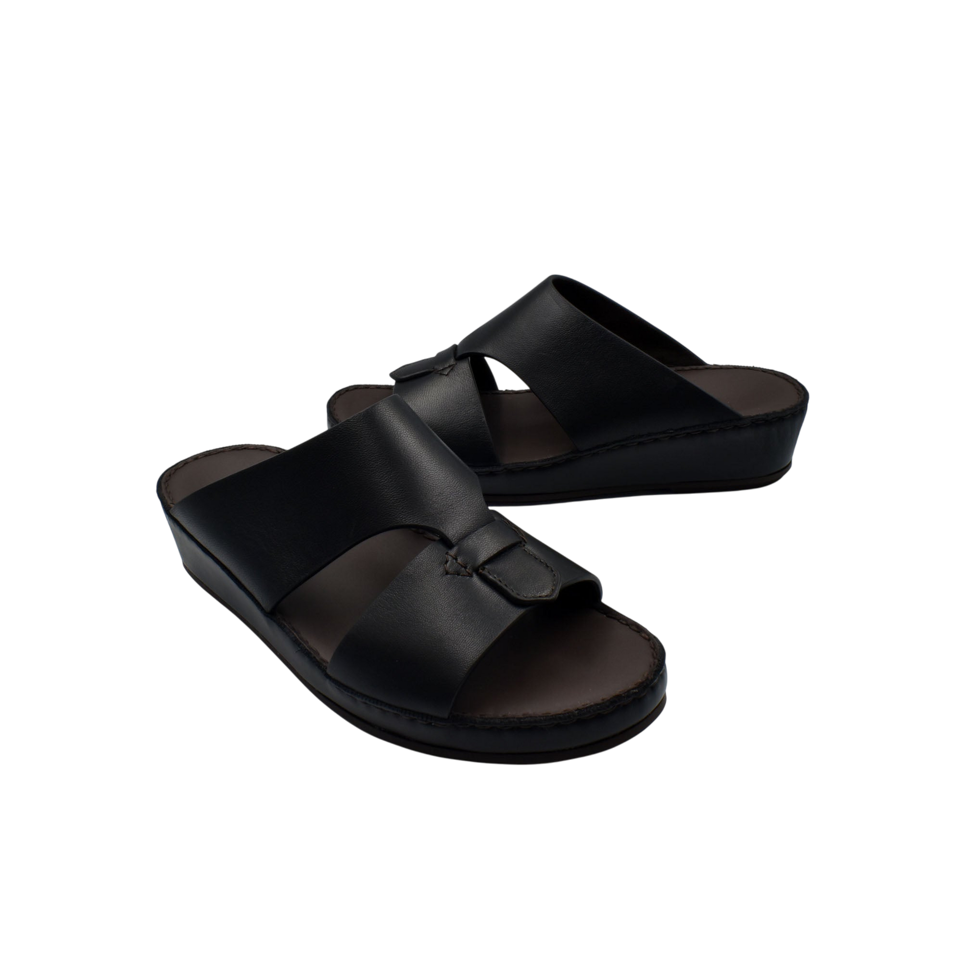 Black kids leather sandals with adjustable straps and cushioned footbed for comfortable wear