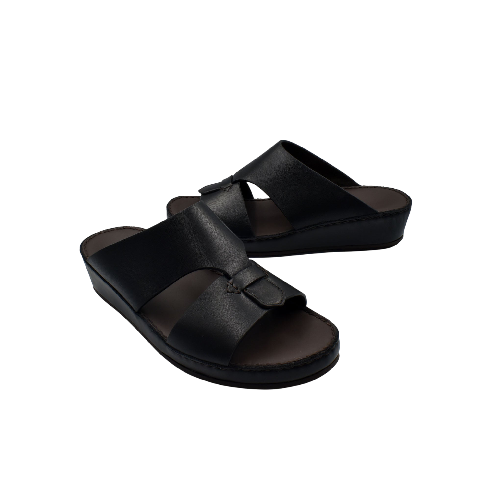 Black kids leather sandals with adjustable straps and cushioned footbed for comfortable wear