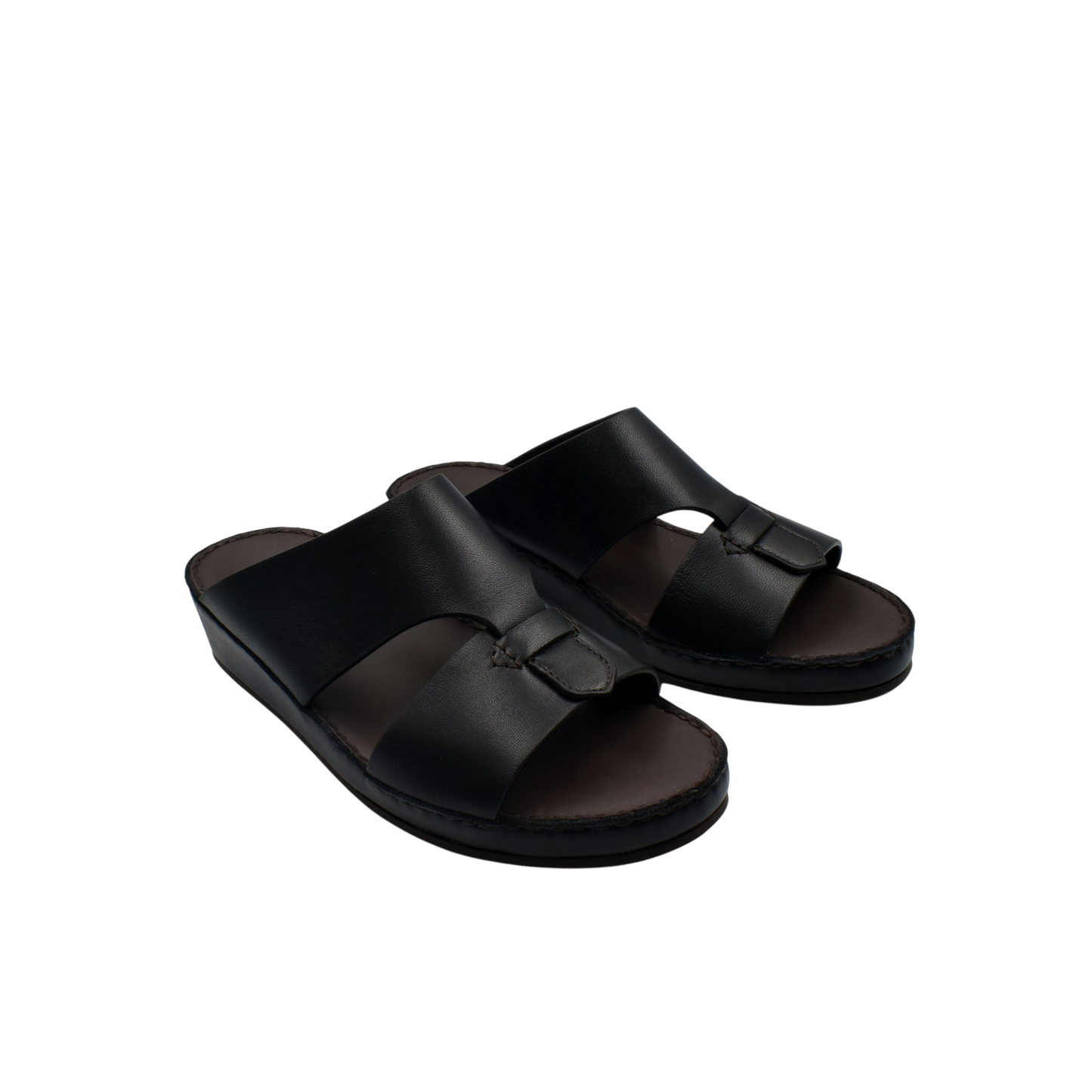 Black kids leather sandals with open toe and adjustable straps from Private Collection