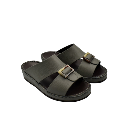 Brown kids leather sandals with double straps and buckle detail from private collection