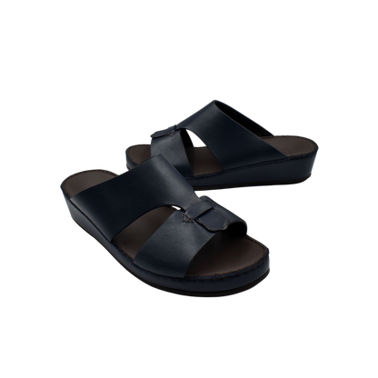Black kids leather sandals with adjustable straps and cushioned sole for comfortable wear