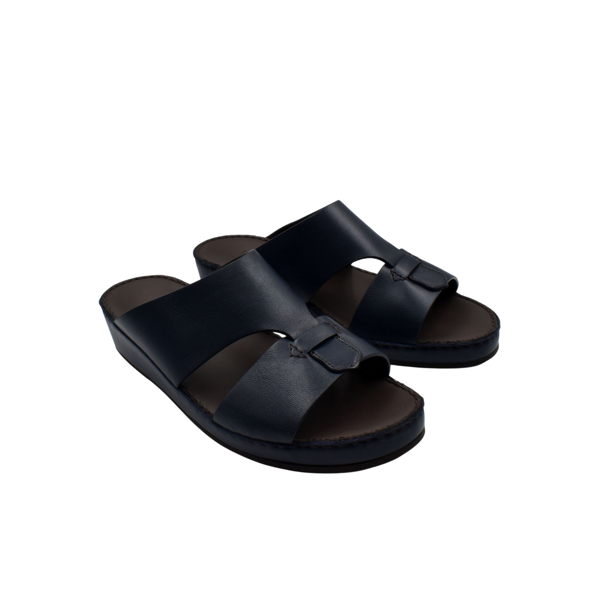 Black kids leather sandals with adjustable buckle straps and cushioned sole for comfort