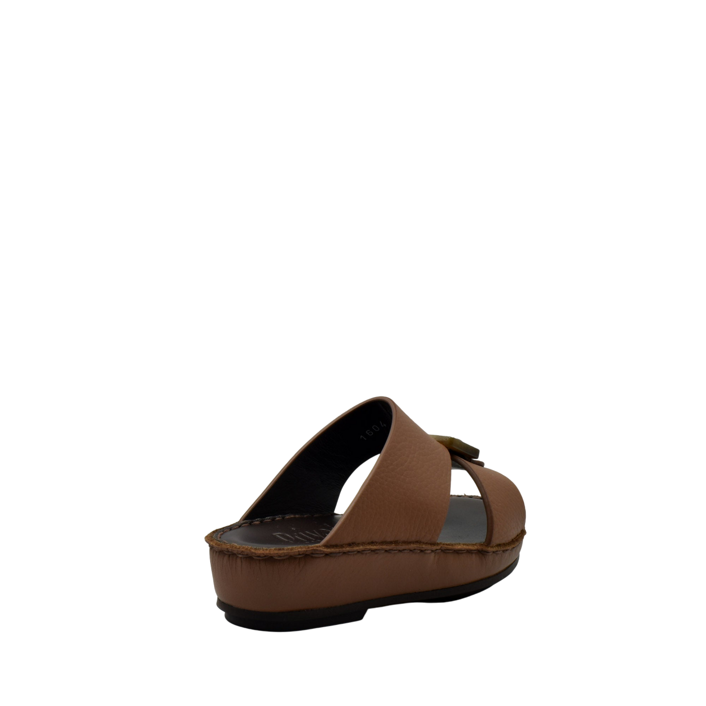 Brown kids leather sandals with open toe and adjustable straps from private collection