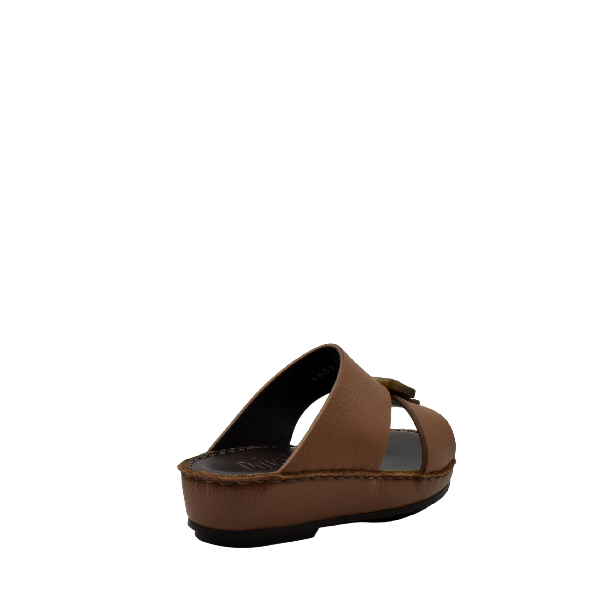 Brown kids leather sandals with open toe and adjustable straps from private collection
