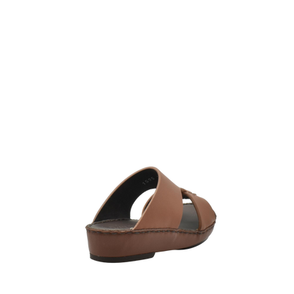 Brown kids nappa leather sandals with cushioned sole and open toe design from Private collection