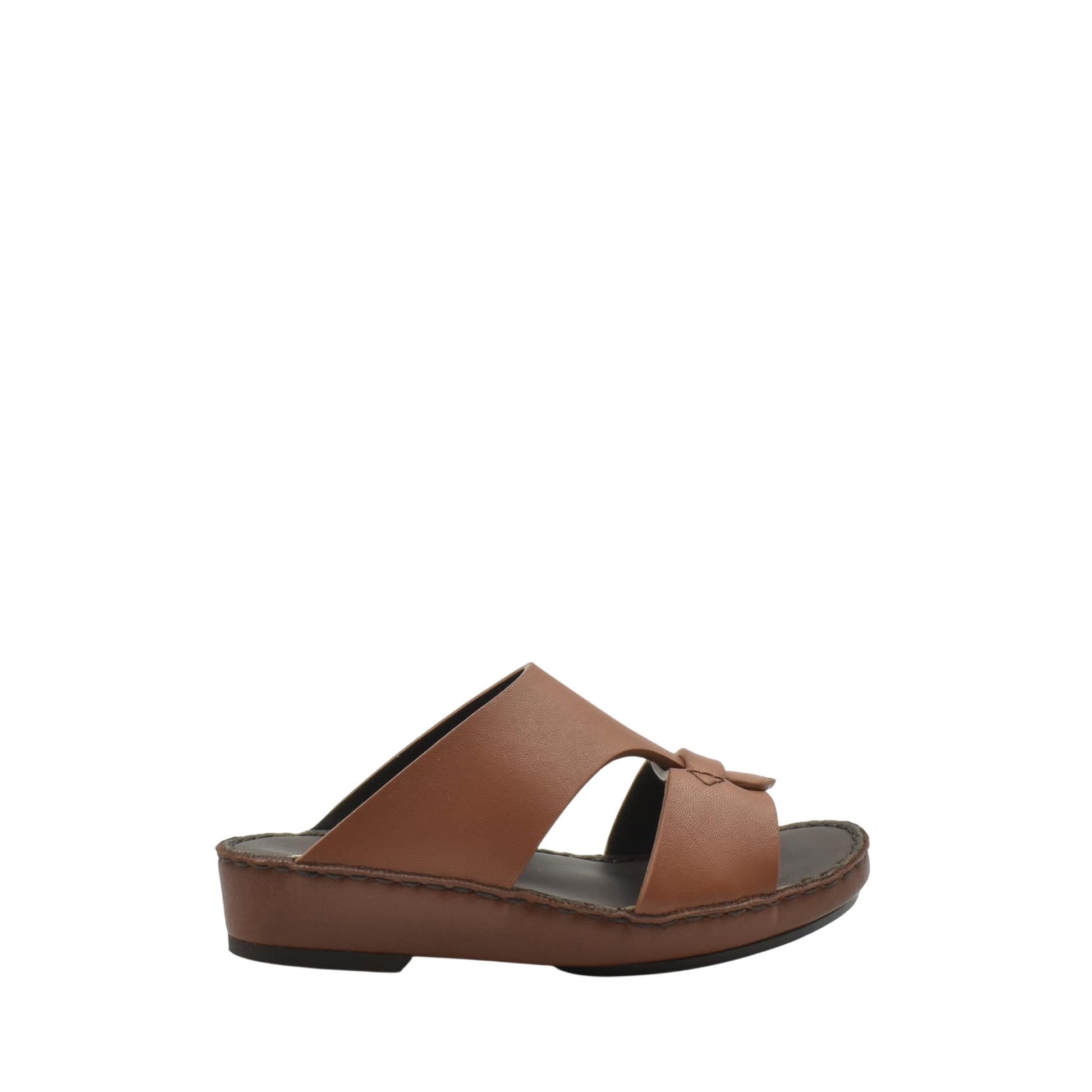 Brown kids nappa leather sandals with open toe and cushioned sole from Private collection