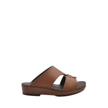 Brown kids nappa leather sandals with open toe and cushioned sole from Private collection